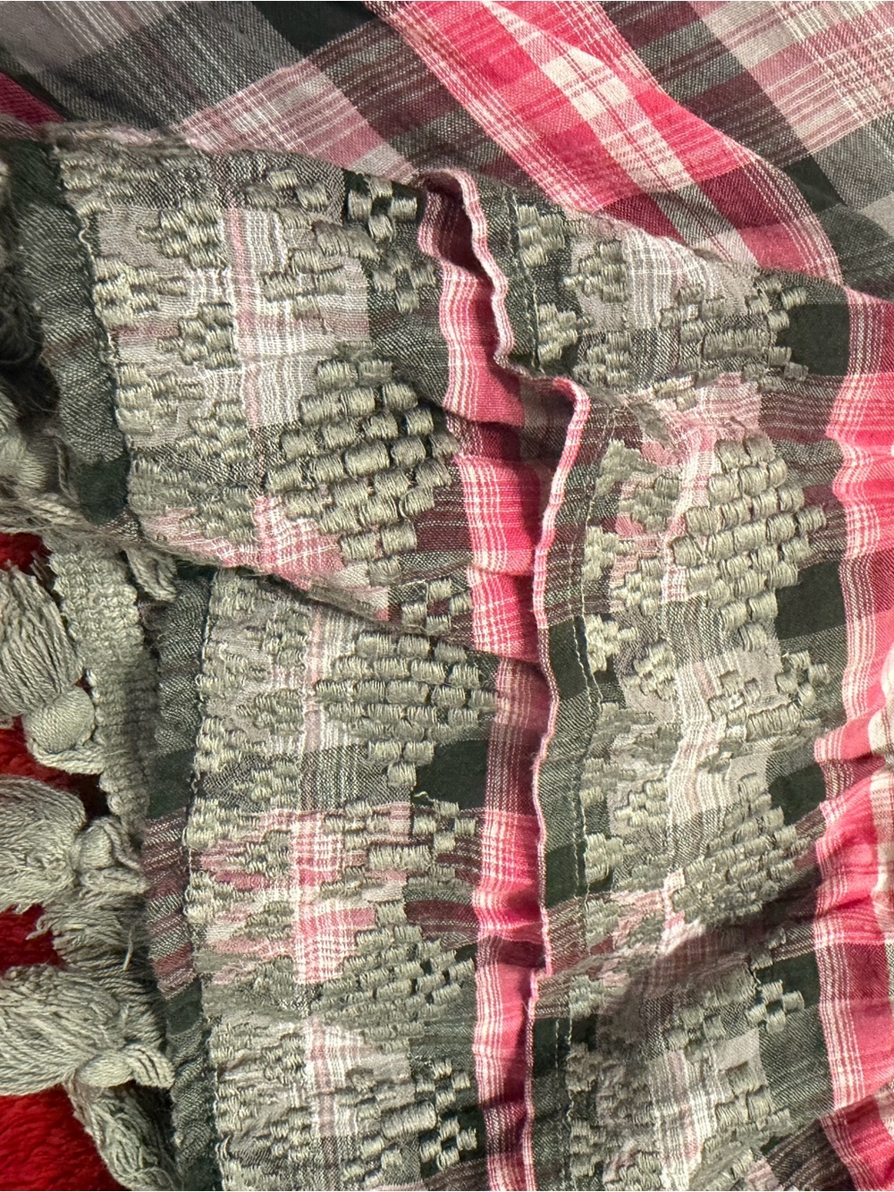ivy jane Pink and Green Plaid Off-Shoulder Blouse - Picture 4 of 4